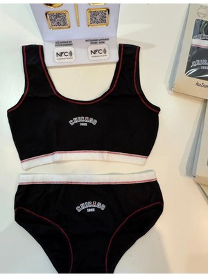 Queen Kids Queenkids Kız Çocuk Iç Giyim K128846 Atlet-Slip Takım Siyah