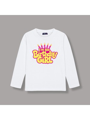 Mixxi Fashion Happy Birthday Baskılı Uzun Kollu Kız Çocuk Tişört (4-13 Yaş)