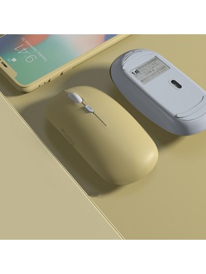 MMP Shop Tablet Telefon Laptop Windows Macbook Uyumlu Bluetooth + 2.4Hz Wifi Kablosuz Şarjlı Sessiz Slim Mouse
