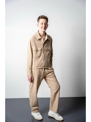 Queen Kids Queenkids Erkek Çocuk Keten Cepli Takım Bej
