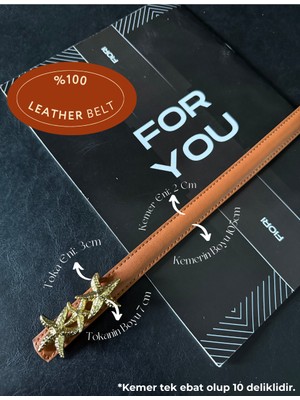 Fiori Hakiki Bombeli Deri Tasarım Uzun Tokalı Ince Kadın Kemeri, Ceket Kemeri, Gömlek Kemeri