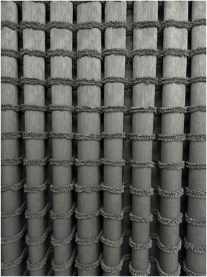 Erdoğanlar Koza Yatay Saçak Fonluk Pamuklu Keten Koyu Gri Fon Perde 1/3 Sık Pile