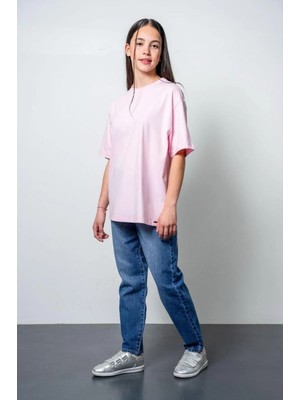 Queen Kids Queenkids Kız Çocuk 7628 Basic Tişört Pembe