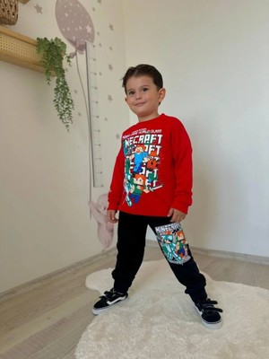 Queen Kids Queenkids Erkek Çocuk 5011 Takım Mınecraft Kırmızı