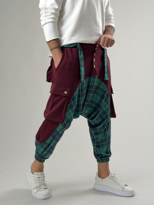 Cocopelli Garni Tasarım Erkek Bordo Etnik Desenli Spor Şalvar COC2614