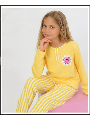 Queen Kids Queenkids Kız Çocuk 92592   Pijama Takım Sarı Papatya