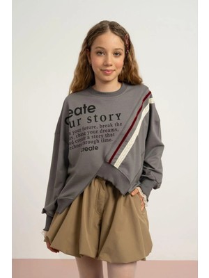 Queen Kids Queenkids Kız Çocuk 7861  Sweat  Füme