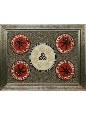 E38 El Işçiliği  Mühürler Dövme Keçe Tablo 83*64 cm -6436