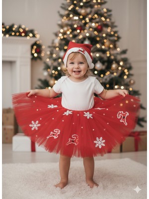 Dodomar 1–2 Yaş Simli Tütü Etek Yılbaşı Kostümü – Lastikli Bel ve Şapka Hediyeli Set