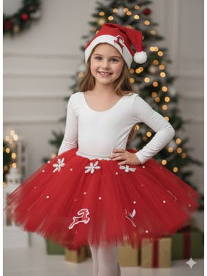 Dodomar 5–6 Yaş Simli Tütü Etek Yılbaşı Kostümü – Lastikli Bel ve Şapka Hediyeli Set