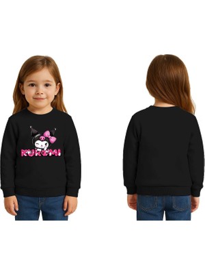 Sedirli Unisex Kuromi Baskılı Çocuk Swaetshirt 3 Iplik Şardonlu