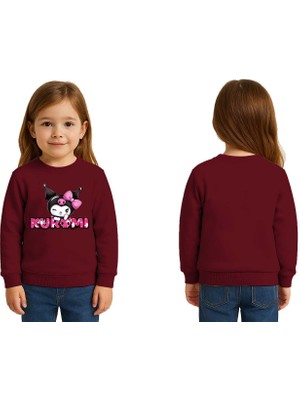 Sedirli Unisex Kuromi Baskılı Çocuk Swaetshirt 3 Iplik Şardonlu