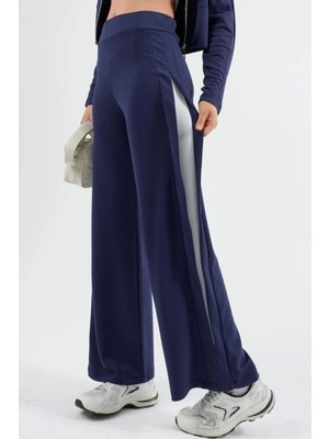 Hiccup Kadın Modal Dokulu Şerit Detaylı Pantolon Berşan Collection Kobalt Mavisi