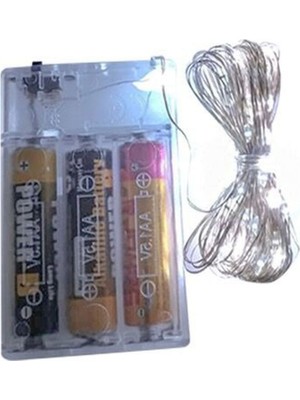 Yılbaşı Çam Ağacı Süsü 10 mt Beyaz Pilli Peri LED Işıklandırma