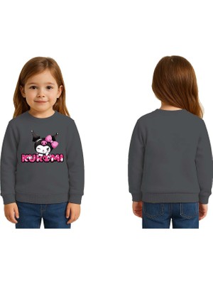 Sedirli Unisex Kuromi Baskılı Çocuk Swaetshirt 3 Iplik Şardonlu