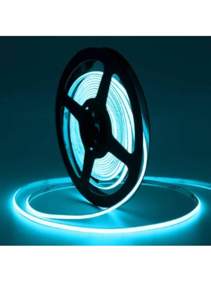 Powerr Led Aydınlatma 12 Volt 3 mm 400 Ledli Esnek Cob Şerit Turkuaz Iç Mekan 5 Metre