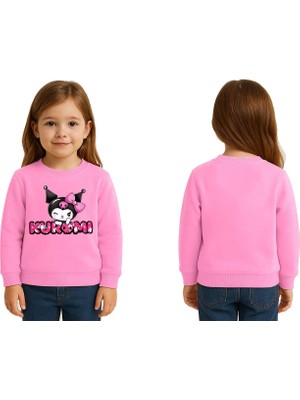 Sedirli Unisex Kuromi Baskılı Çocuk Swaetshirt 3 Iplik Şardonlu