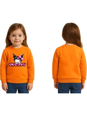 Sedirli Unisex Kuromi Baskılı Çocuk Swaetshirt 3 Iplik Şardonlu