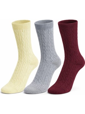 Sky Socks 3'lü Bambu Kabartma Desenli Kalın Kışlık Soket Çorap