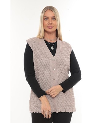 Kadın Merserize Cepli Düğmeli Rolax Triko Mevsimlik Anne Yelek