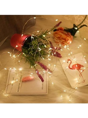 Peri LED Işık 5 Metre Sarı Pilli Aydınlatma Şerit Saçak Spot Süsleme