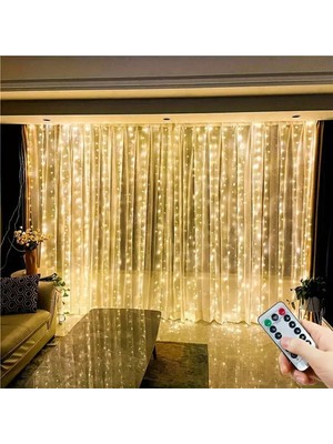 Özbience 3x3 300 LED USB Peri Perde Işığı, Uzaktan Kumanda, 8 Mod, Yılbaşı Dekoru