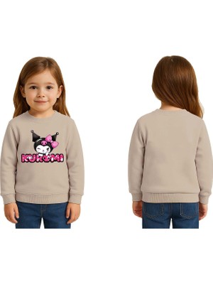 Sedirli Unisex Kuromi Baskılı Çocuk Swaetshirt 3 Iplik Şardonlu