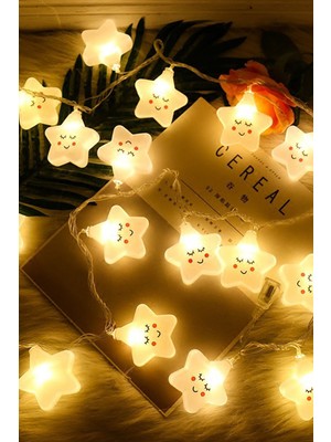 Şirin 10 Yıldız LED Işıklı Dizeleri, 2 Metre Loş Gece Lambası