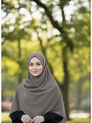 Fresco Scarfs Tesettür Hijab Mısır Medine Ipeği Eşarp 110x110 Füme
