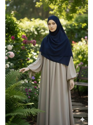 Fresco Scarfs Tesettür Hijab Mısır Medine Ipeği Eşarp 110x110 Lacivert