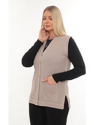 Kadın Merserize Cepli Düğmeli Rolax Triko Mevsimlik Anne Yelek