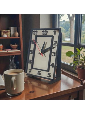 Gerçek Bronz Ayna Masa Saati – 21X15 cm Ahşap Üstlü Dekoratif Tasarım Standı ile Birlikte