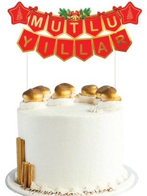 Dodomar Yılbaşı Pasta Üstü Kürdanlı Mutlu Yıllar Yazısı Süsleme