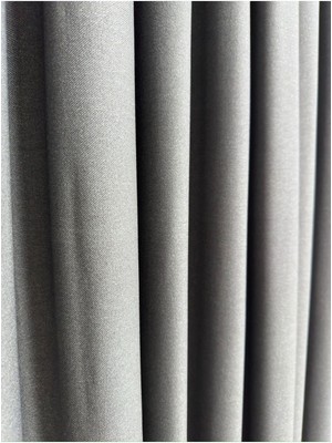 Taç Meyra Parlak Pamuklu Gri Fon Perde 1/3 Sık Pile