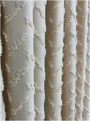 Taç Çapraz Saçak Fonluk Pamuklu Keten Krem Fon Perde 1/3 Sık Pile Tek Kanat