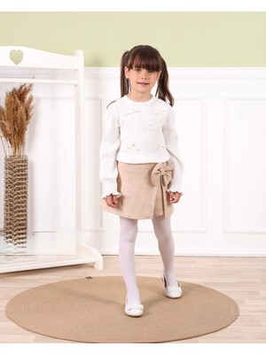 Queen Kids Queenkids Kız Bebek 0882.01SÜET Bluz Takım Bej