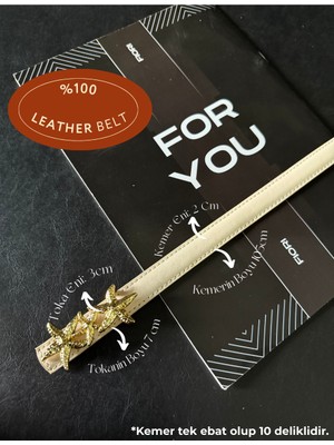 Fiori Hakiki Bombeli Deri Tasarım Uzun Tokalı Ince Kadın Kemeri, Ceket Kemeri, Gömlek Kemeri