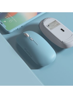 MMP Shop Tablet Telefon Laptop Windows Macbook Uyumlu Bluetooth + 2.4Hz Wifi Kablosuz Şarjlı Sessiz Slim Mouse