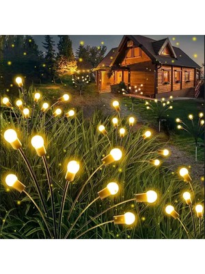 Özbience 8 Ledli Güneş Enerjili 2 Modlu Sarı Bahçe Aydınlatma Lambası