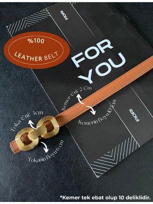 Fiori Hakiki Bombeli Deri Çift Tokalı Kadın Pantolon Kemeri, Ceket Kemeri, Gömlek Kemeri