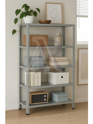 Alanraf Çelik Raf 5 Katlı 27X57X200 Dekoratif Raf Sistemleri, Depo Rafı, Arşiv Rafı, Kiler Rafı