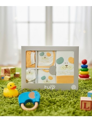 Yusgos Organik 10 Parça Köpek Nakışlı Lüx Yenidoğan Hastane Çıkışı Seti