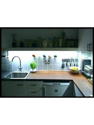 Özbience Mutfak Tezgah Üstü 3m Beyaz Şerit LED Işık Tak ve Çalıştır Anahtarlı