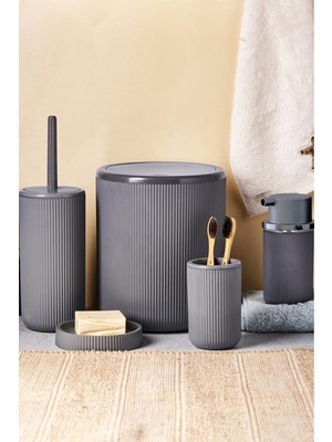 Özbience 5 Parça Modern Banyo Seti: Kapaklı Çöp Kovası, Diş Fırçalık ve Sabunluk