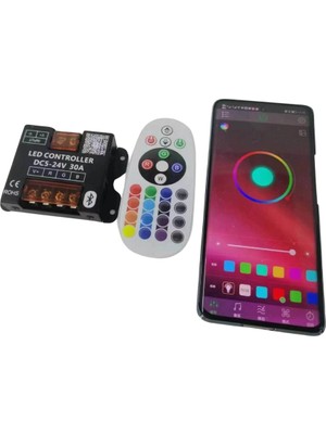 Powerr Led Aydınlatma 5 V-24 V 30 A 25 Tuş Kumandalı ve Bluetoothlu Cep Telefonundan Rgb Rf LED Kontrol