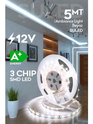 Özbience 5 Metre Şerit LED Beyaz Işık, Pro Ambiyans Aydınlatma Seti