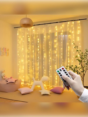 Kumandalı 8 Mod, 3X3M Dekoratif LED Perde, USB Gün Işığı, Şık ve Renkli