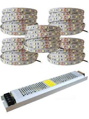 Yüksek Işık 25 Metre 3 Cipli Beyaz Şerit LED ve 33 Amper Trafo ile Aydınlatma