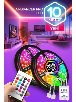 Özbience 10M Rgb Şerit LED Işık, Kumandalı, Tak ve Çalıştır, Trafo Dahil
