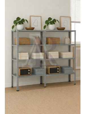 Alanraf Çelik Raf 4 Katlı Duble Dekoratif Raf Sistemleri, Depo Rafı, Arşiv Rafı, Kiler Rafı